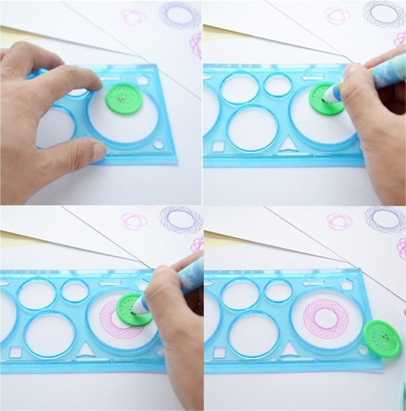 yueton 4pcs Transparent Colorful Plastic Washable Drawing Painting Graphics Stencils Scale Template Sets for Kid Craft, School Project - Image 5